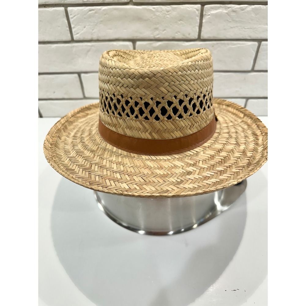 kangaROOS Straw Fedora Hat with Brown Band